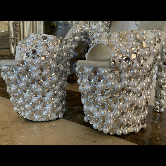 Pleaser Blinged Out Heels Size 6 - Picture 7 of 8